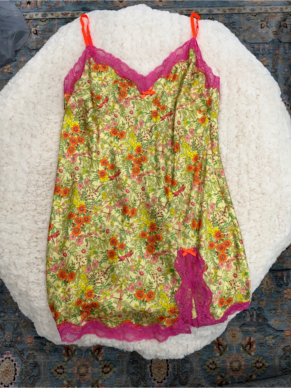 Victoria's Secret Yellow Floral Casual Dress with Pink Trim - Picture 5 of 5